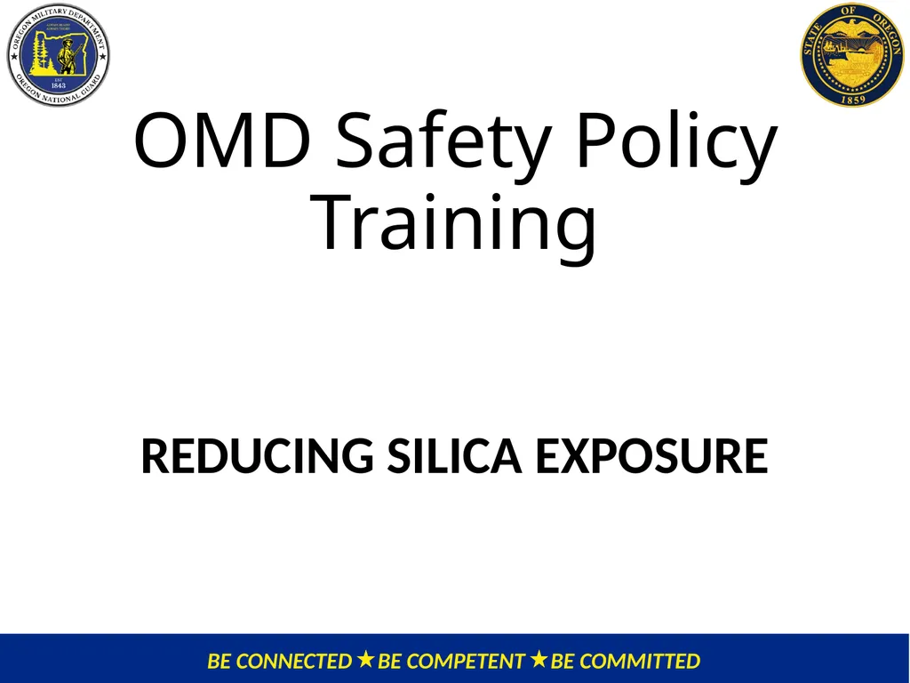 OMD Safety Policy Training REDUCING SILICA - slide 1 of 28