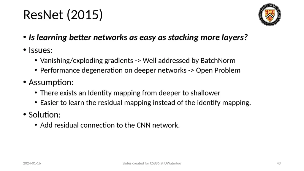 Lecture 3: CNN & RNN Presenters: Colby Wang & - slide 43 of 64