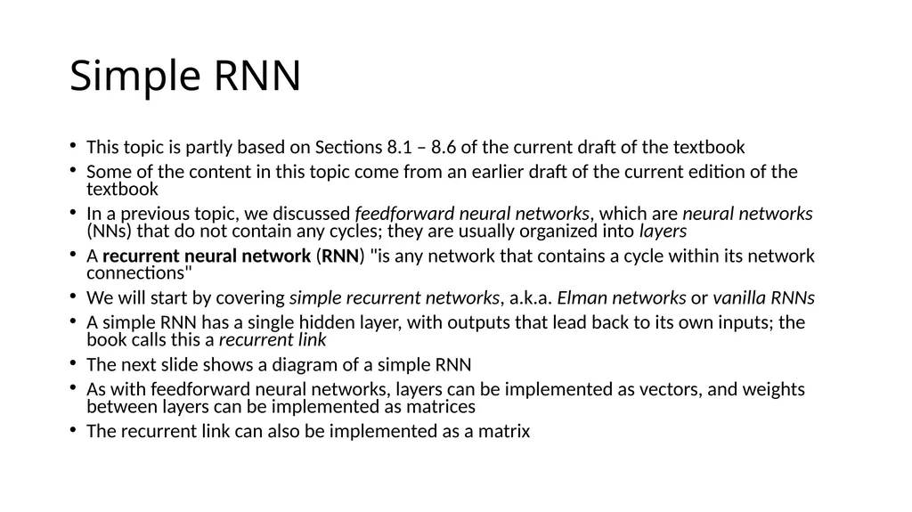 ECE467: Natural Language Processing Recurrent - slide 2 of 45
