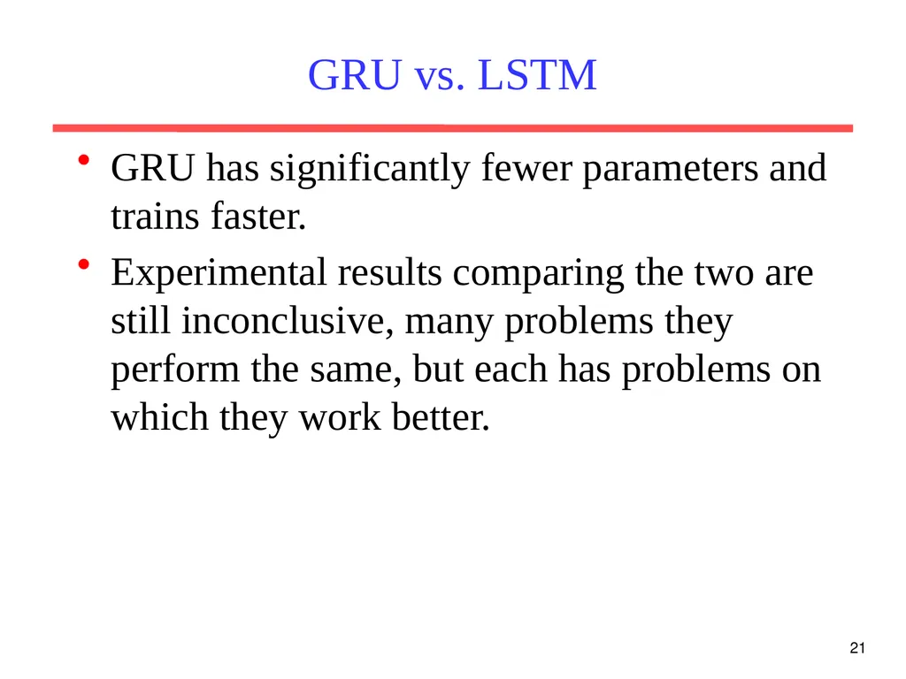 1 CS 388: Natural Language Processing: LSTM - slide 21 of 24
