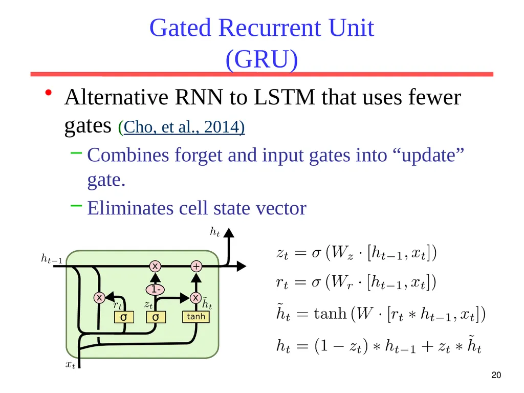 1 CS 388: Natural Language Processing: LSTM - slide 20 of 24