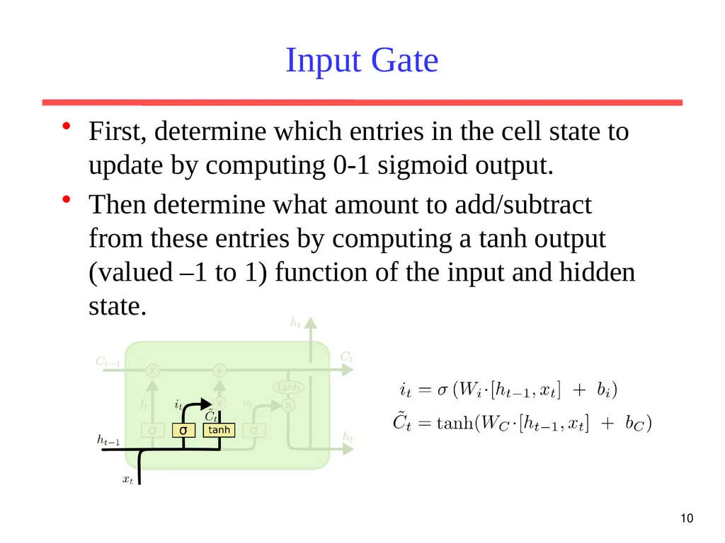 1 CS 388: Natural Language Processing: LSTM - slide 10 of 24