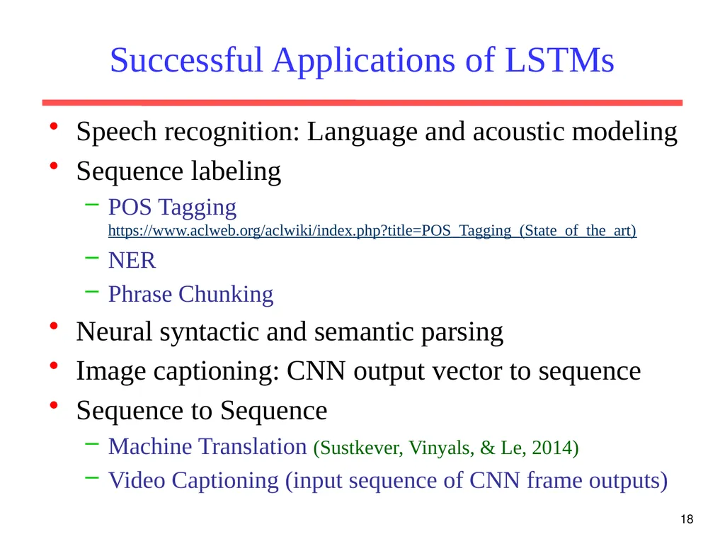 1 CS 388: Natural Language Processing: LSTM - slide 18 of 24
