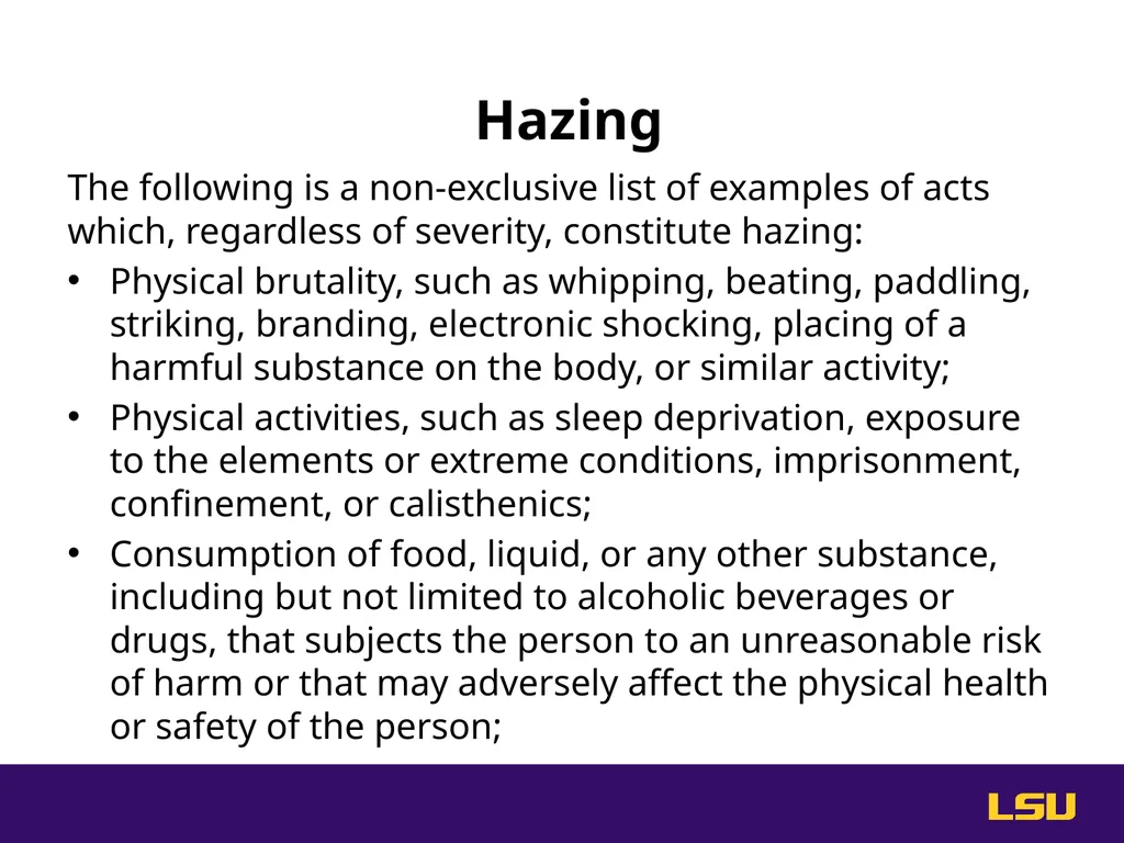 Do Something. Help stop hazing at LSU. High Risk - slide 10 of 36