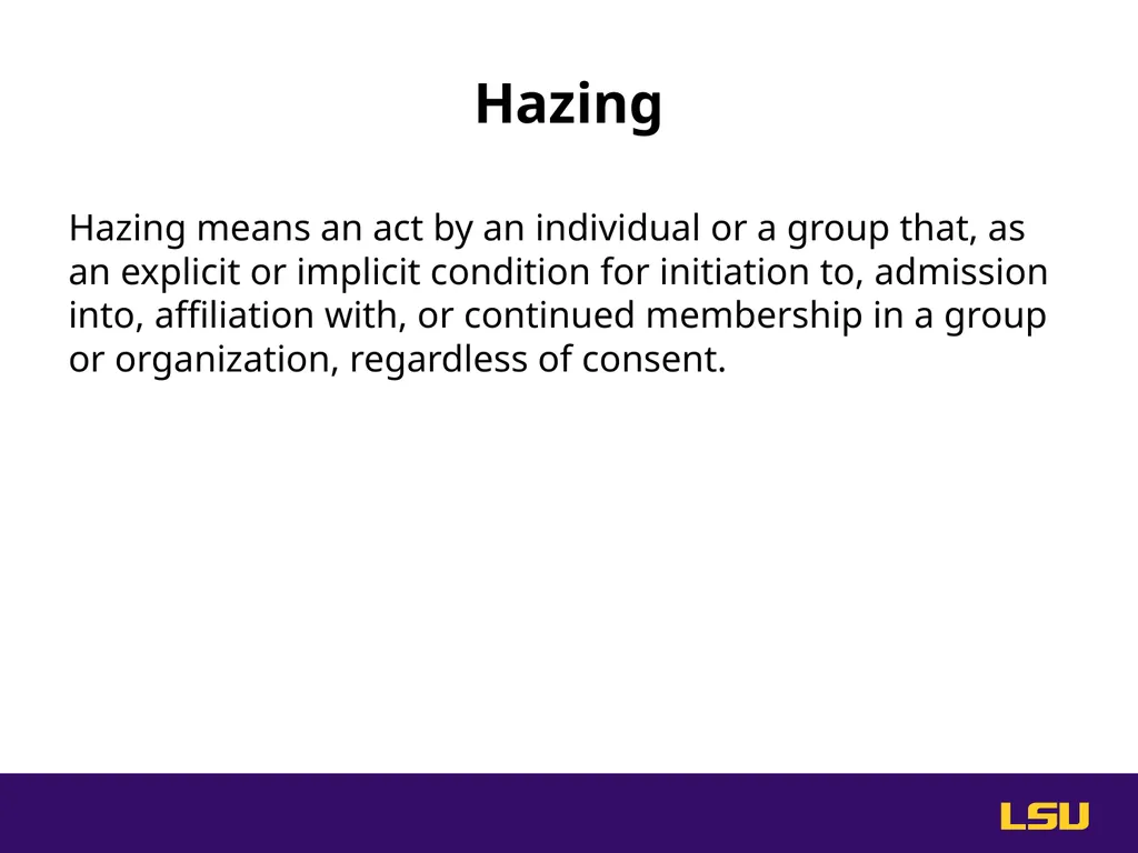 Do Something. Help stop hazing at LSU. High Risk - slide 7 of 36