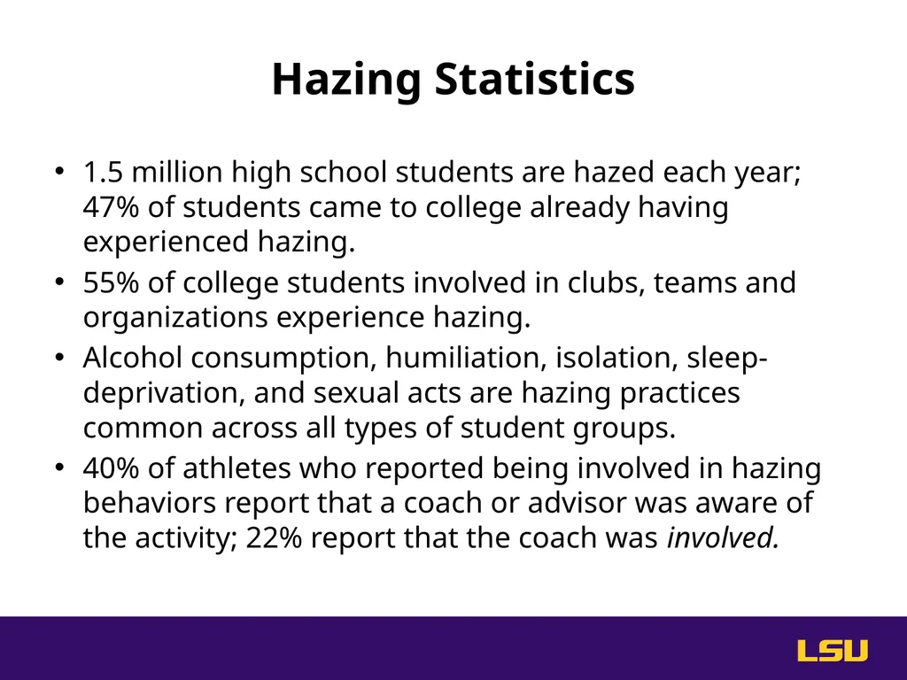 Do Something. Help stop hazing at LSU. High Risk - slide 4 of 36