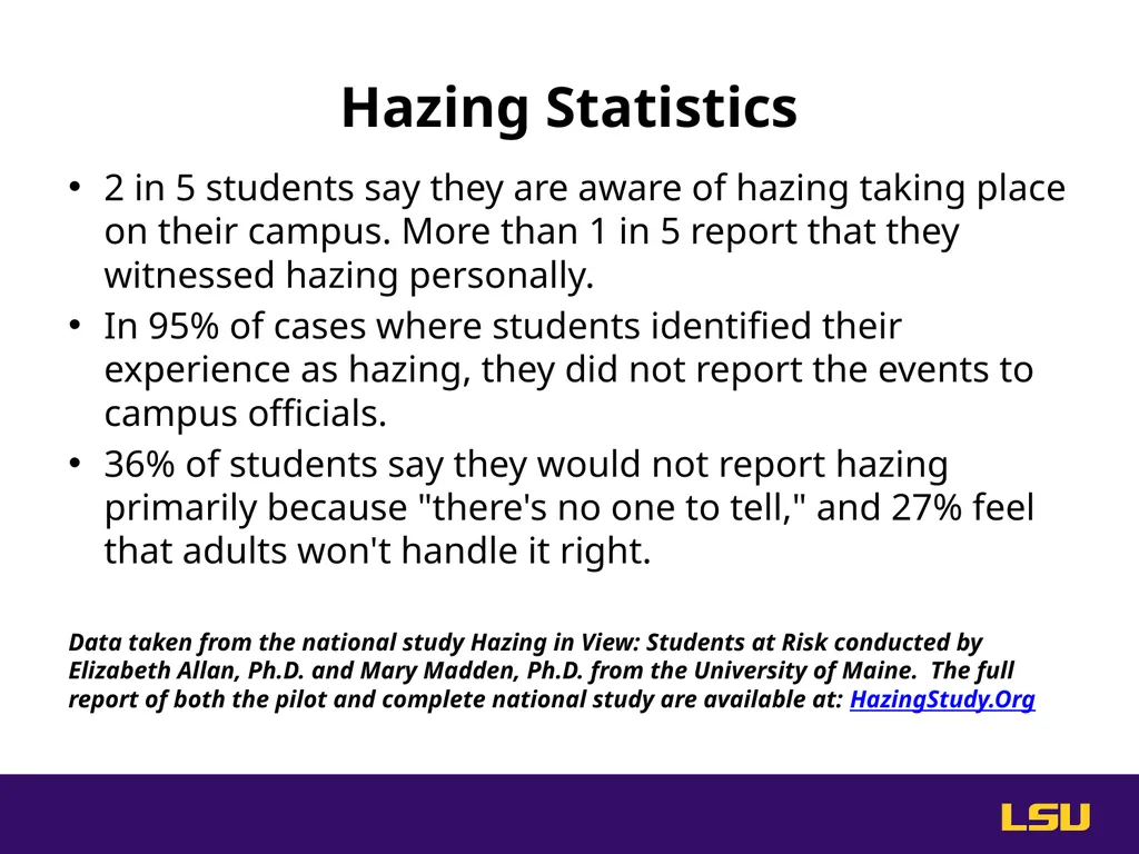 Do Something. Help stop hazing at LSU. High Risk - slide 5 of 36