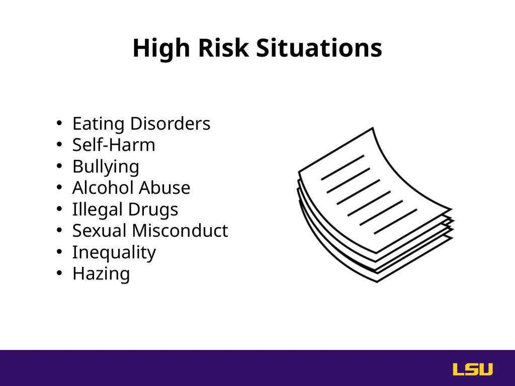 Do Something. Help stop hazing at LSU. High Risk - slide 2 of 36