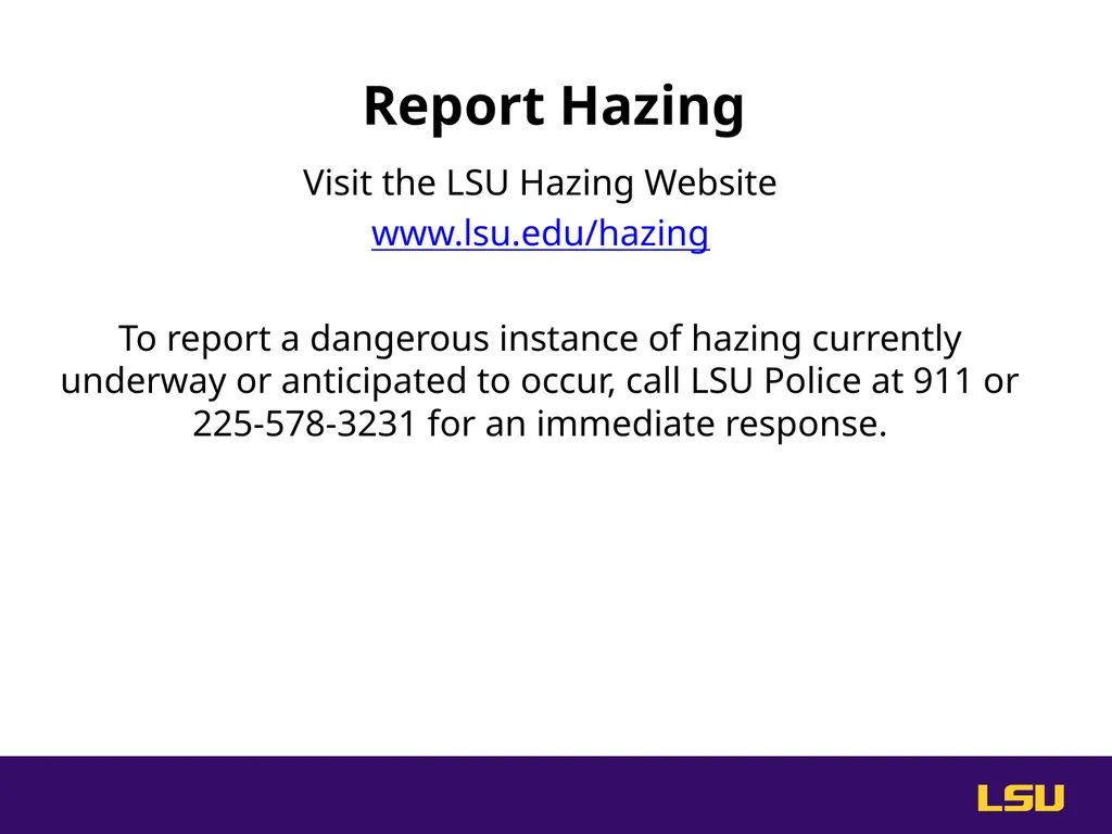 Do Something. Help stop hazing at LSU. High Risk - slide 35 of 36