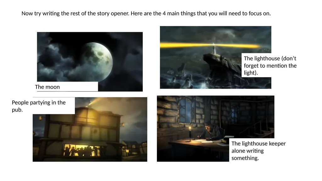 The Lighthouse Keeper Writing the opening to the - slide 7 of 7