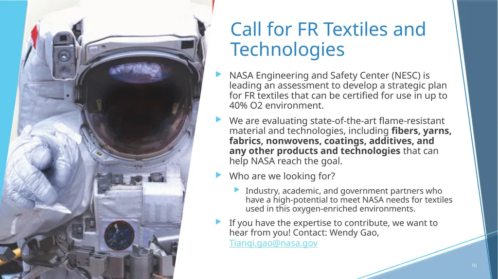 NASA’s Quest For Flame-Resistant (FR) Textiles - slide 10 of 10