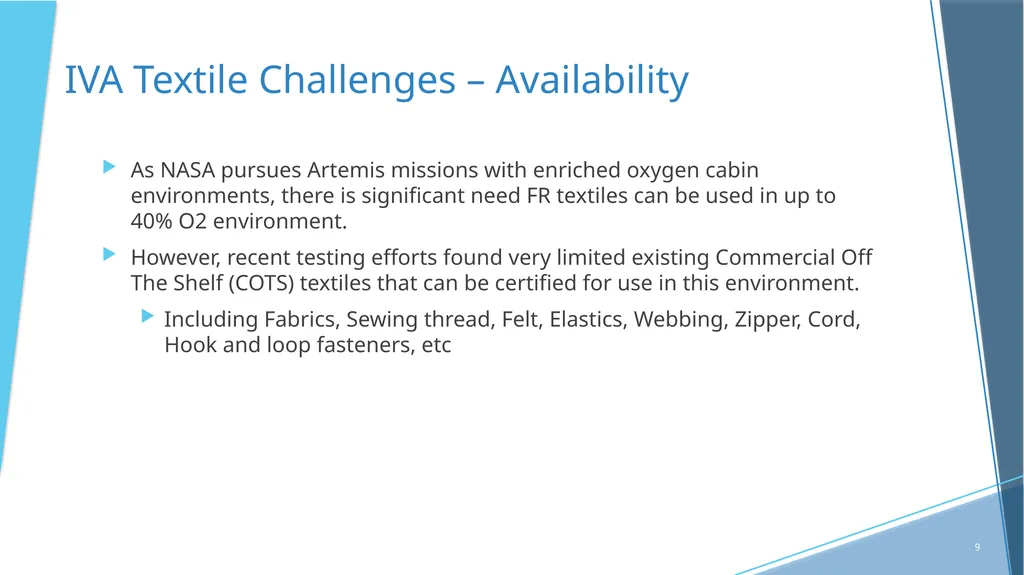 NASA’s Quest For Flame-Resistant (FR) Textiles - slide 9 of 10