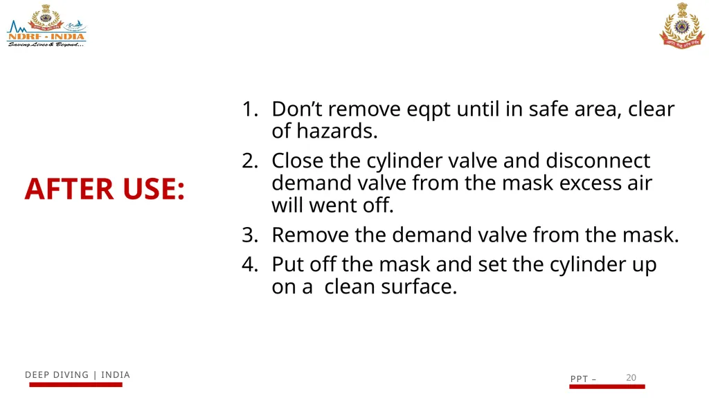 1 SCUBA AND ITS MAINTENANCE OBJECTIVE After - slide 20 of 42