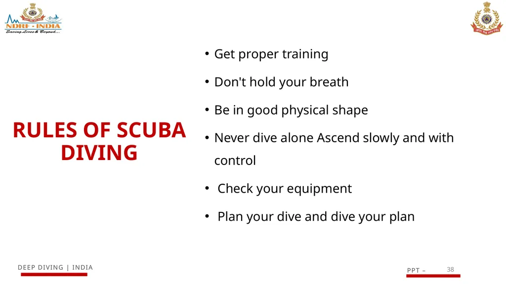 1 SCUBA AND ITS MAINTENANCE OBJECTIVE After - slide 38 of 42