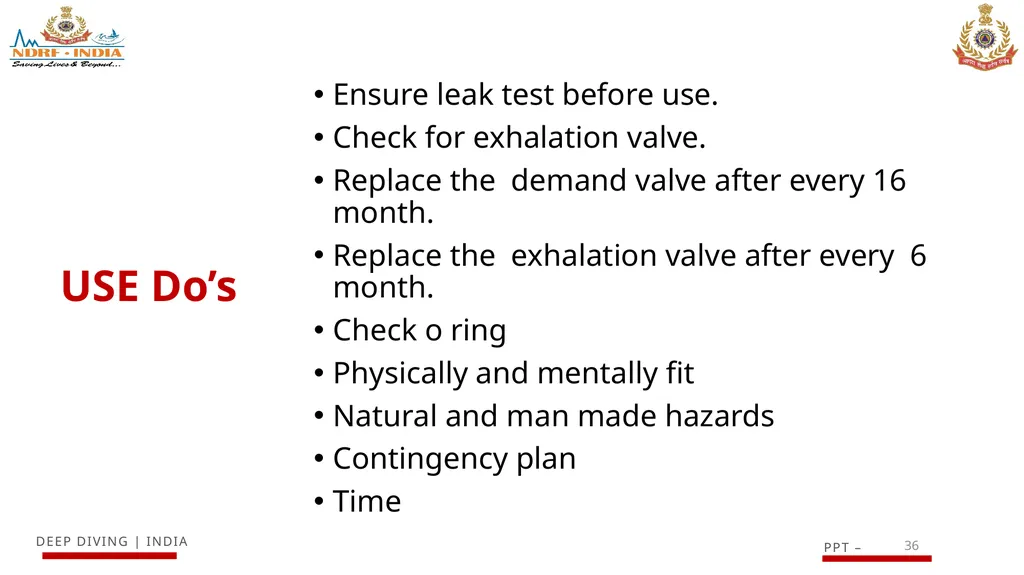 1 SCUBA AND ITS MAINTENANCE OBJECTIVE After - slide 36 of 42