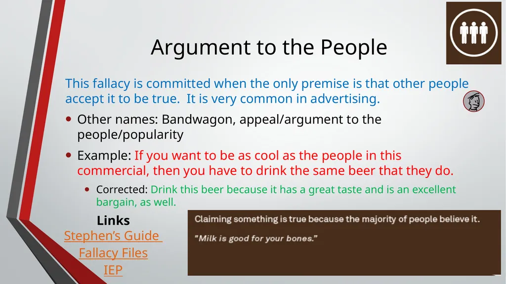 Inductive Arguments: Fallacies ID1050– - slide 10 of 17