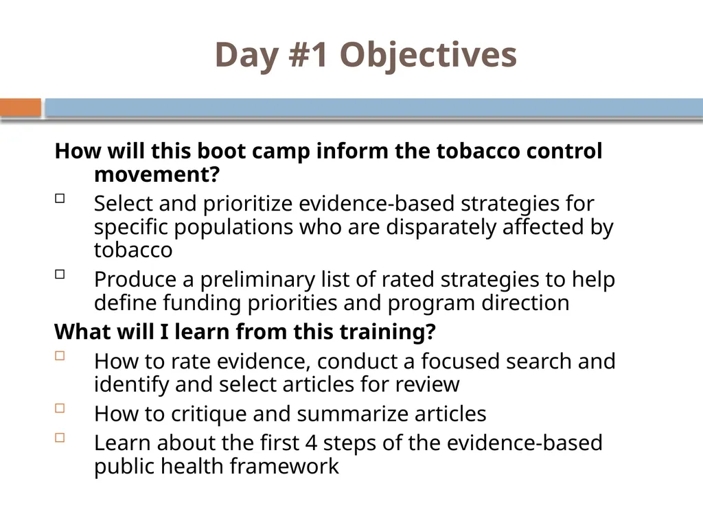 Selecting strategies to prevent and reduce TOBACCO - slide 6 of 85