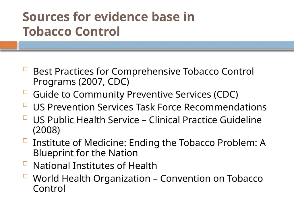 Selecting strategies to prevent and reduce TOBACCO - slide 15 of 85