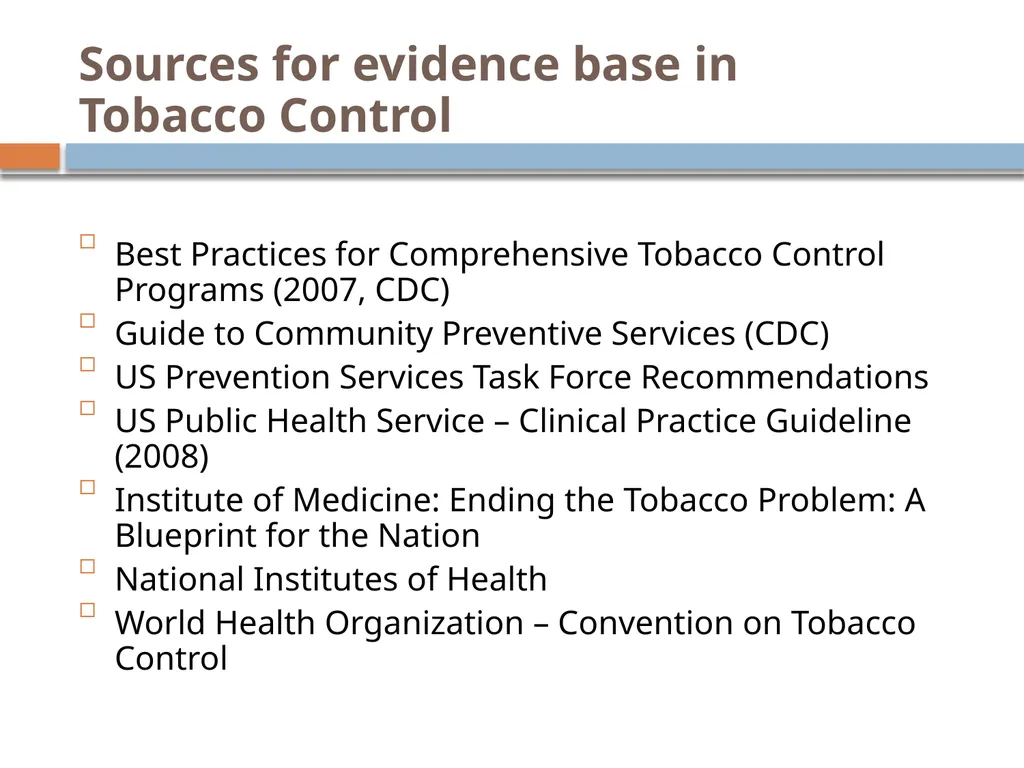 Selecting strategies to prevent and reduce TOBACCO - slide 45 of 85