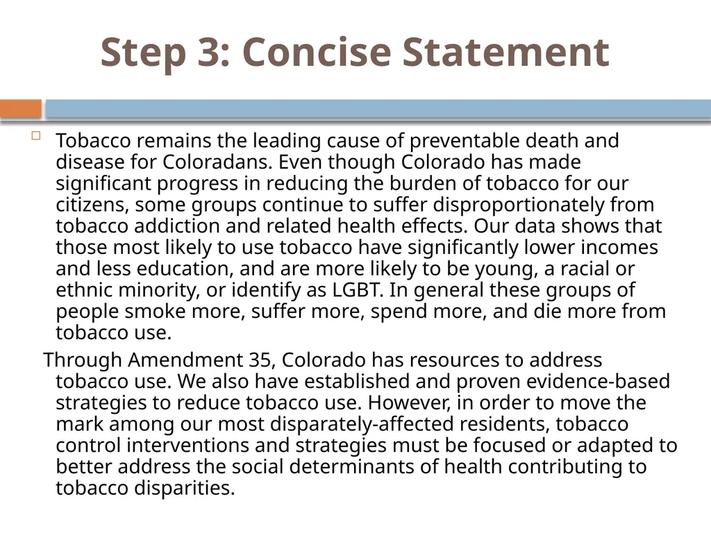 Selecting strategies to prevent and reduce TOBACCO - slide 38 of 85
