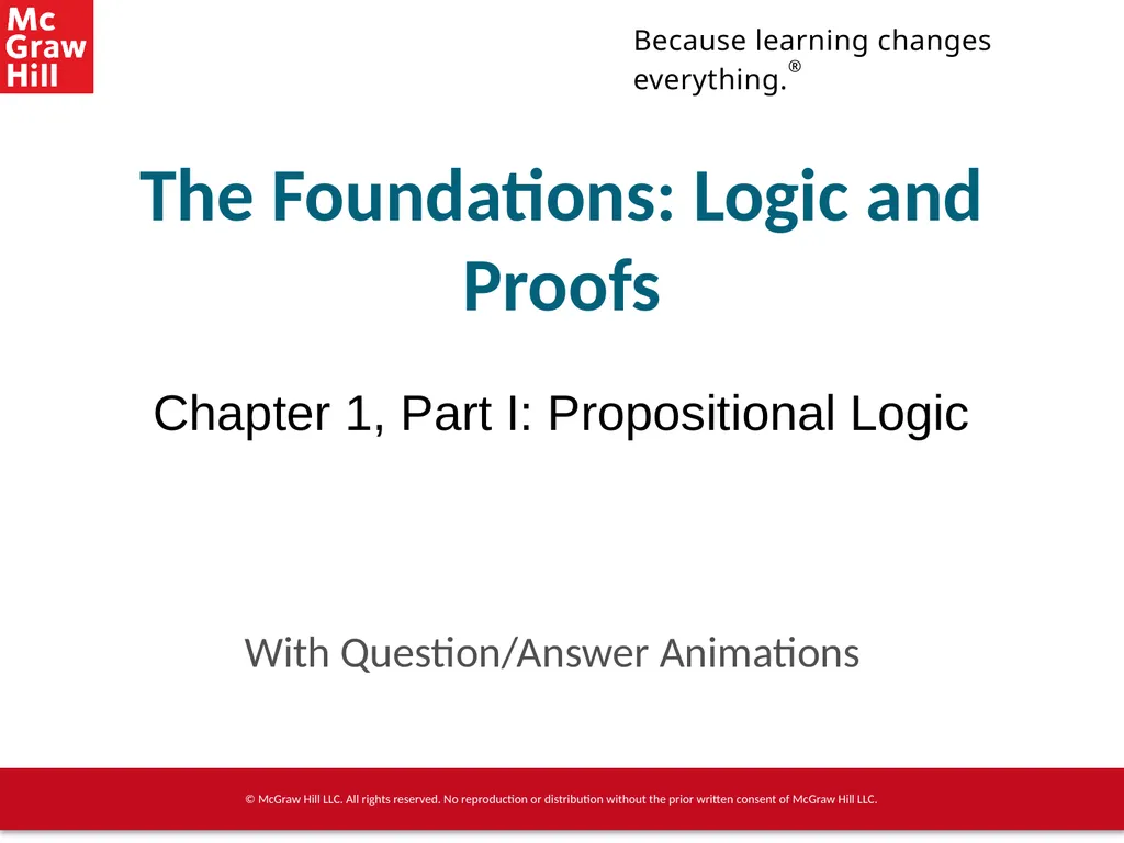 The Foundations: Logic and Proofs Chapter 1, Part - slide 1 of 64