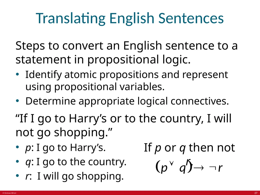 The Foundations: Logic and Proofs Chapter 1, Part - slide 27 of 64