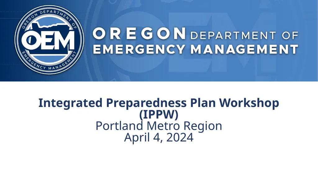 Integrated Preparedness Plan Workshop (IPPW) - slide 1 of 43
