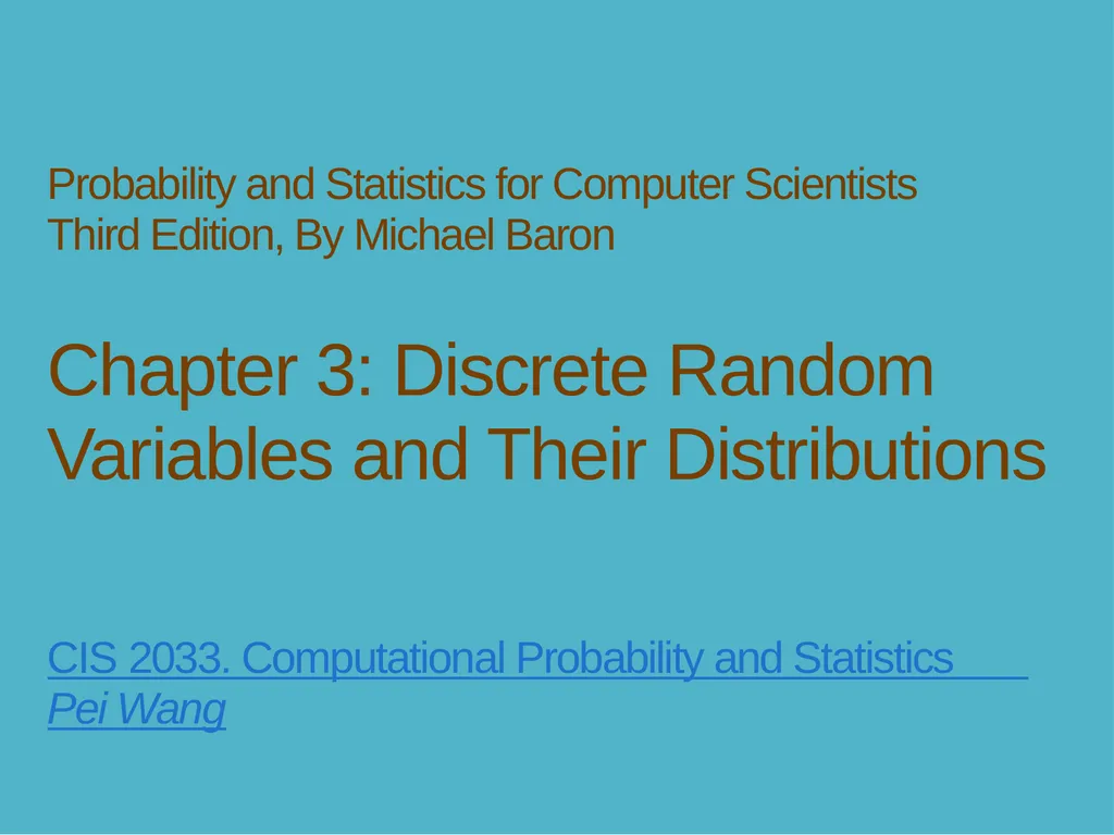 Probability and Statistics for Computer Scientists - slide 1 of 62