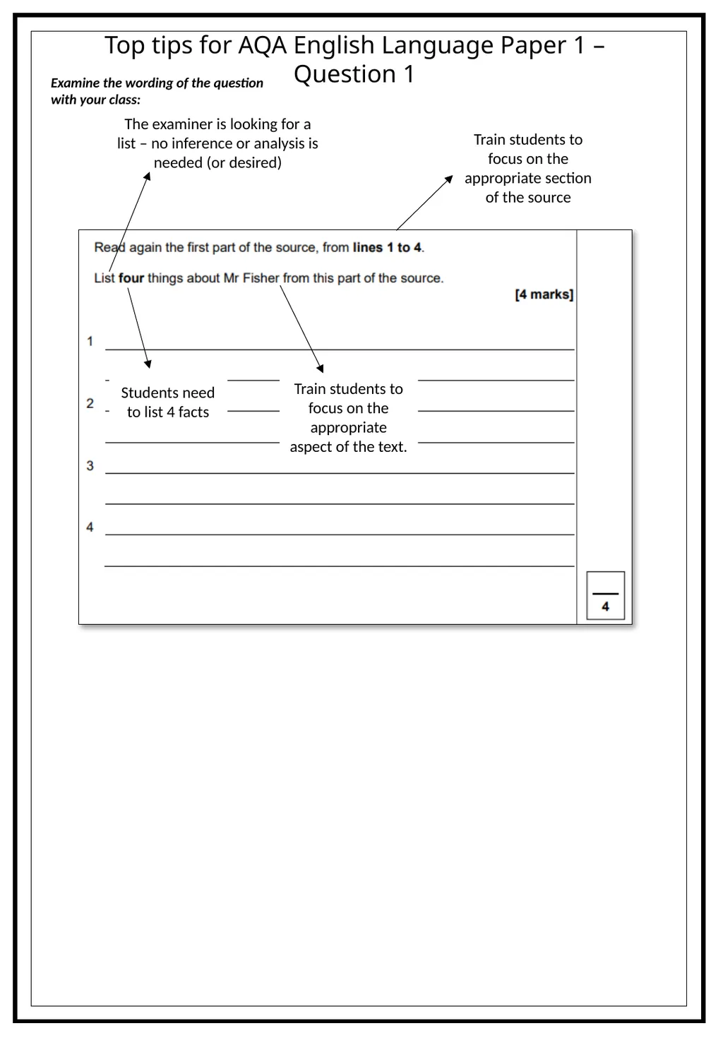 Top tips for AQA English Language Paper 1 – - slide 1 of 23