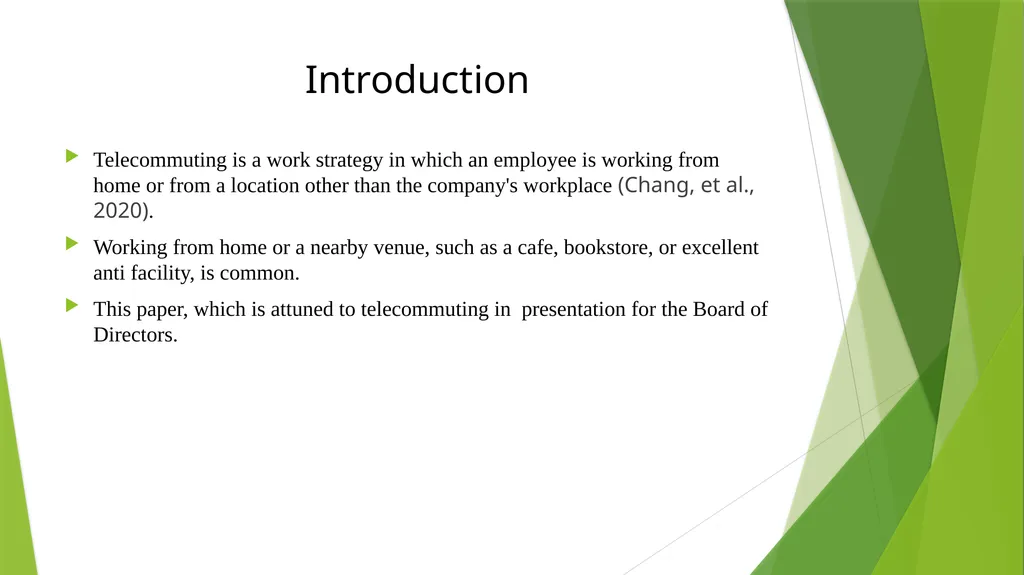 Telecommuting Student Name Instructor Name Course - slide 2 of 10