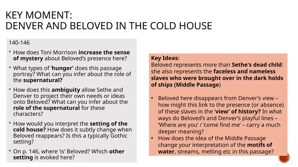 Beloved emerges LO: How does Toni Morrison evoke - slide 10 of 14