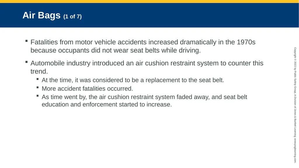 Supplemental Restraint Systems CHAPTER 6 Knowledge - slide 5 of 49