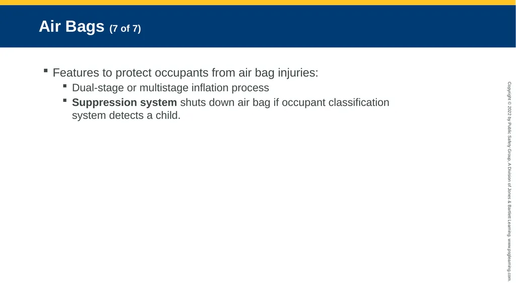 Supplemental Restraint Systems CHAPTER 6 Knowledge - slide 11 of 49