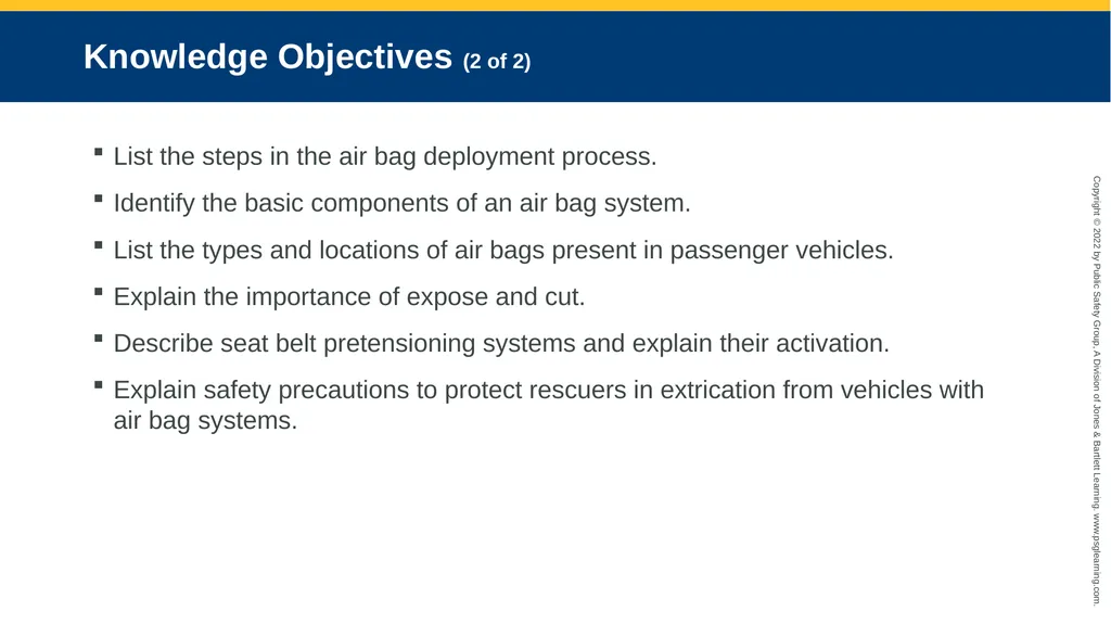 Supplemental Restraint Systems CHAPTER 6 Knowledge - slide 3 of 49