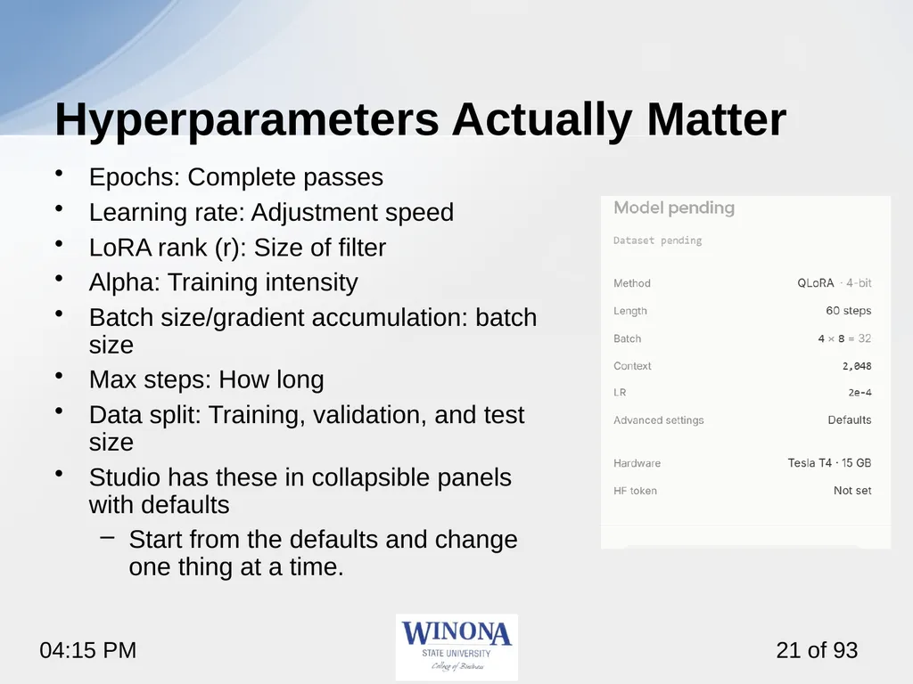 4. Fine-Tuning with Unsloth Studio So far, we used - slide 21 of 26