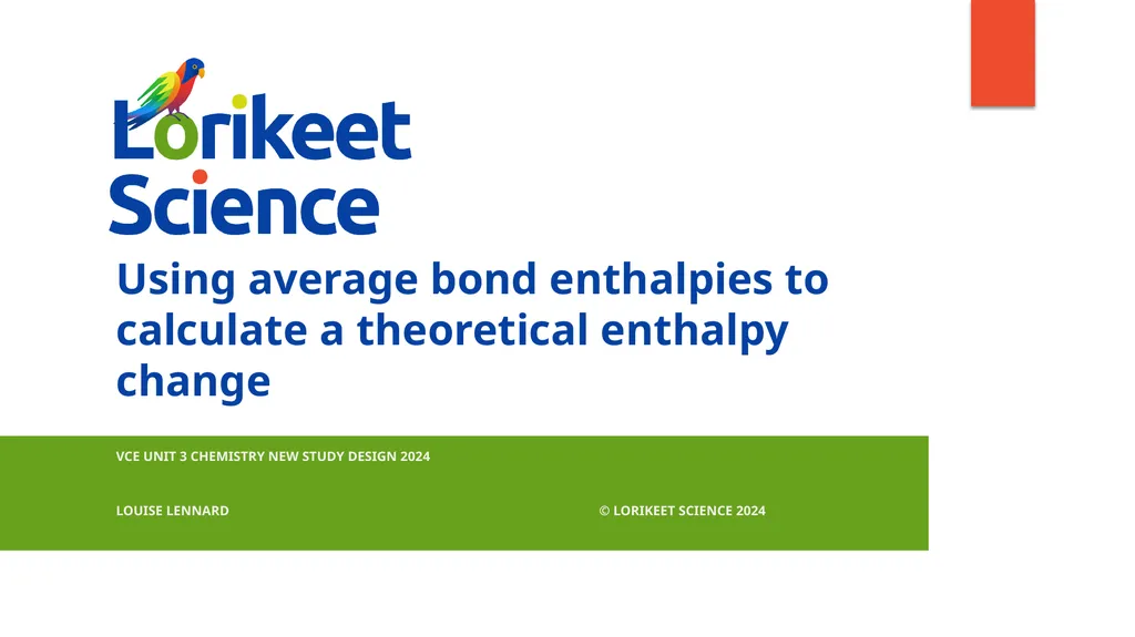 Using average bond enthalpies to calculate a - slide 1 of 14