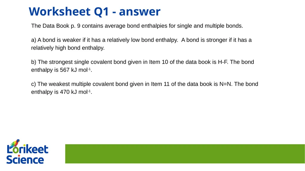 Using average bond enthalpies to calculate a - slide 10 of 14