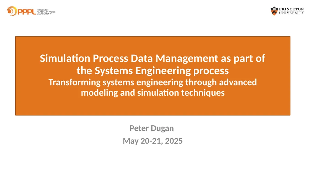 Simulation Process Data Management as part of the - slide 1 of 8