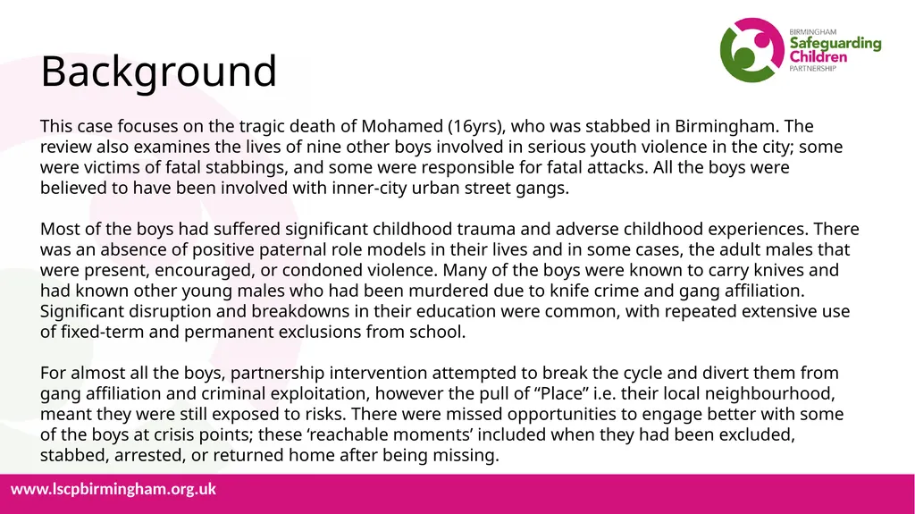 Learning Lessons from Serious Cases Briefing Note - slide 2 of 6