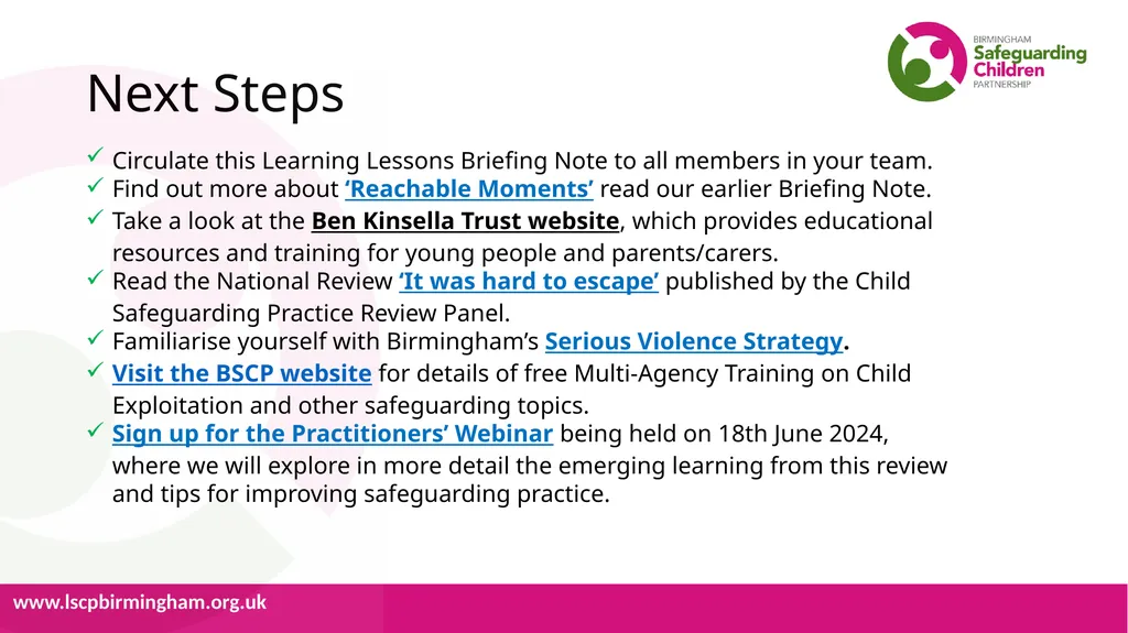 Learning Lessons from Serious Cases Briefing Note - slide 6 of 6