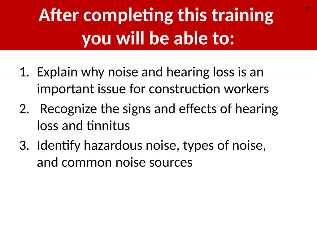 Construction Noise & Hearing Loss Prevention 30 - slide 3 of 31