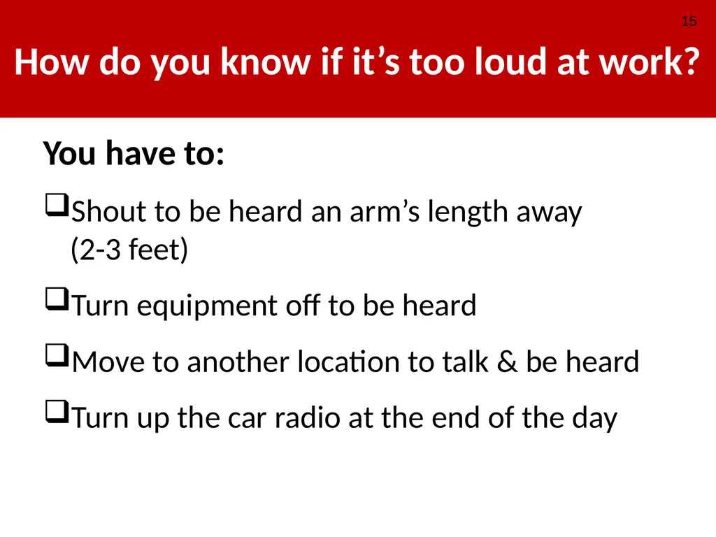 Construction Noise & Hearing Loss Prevention 30 - slide 15 of 31