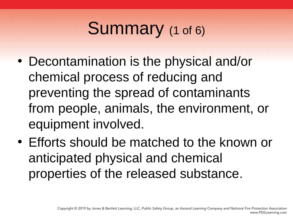 Chapter 9 Technical Decontamination Objectives: - slide 58 of 63