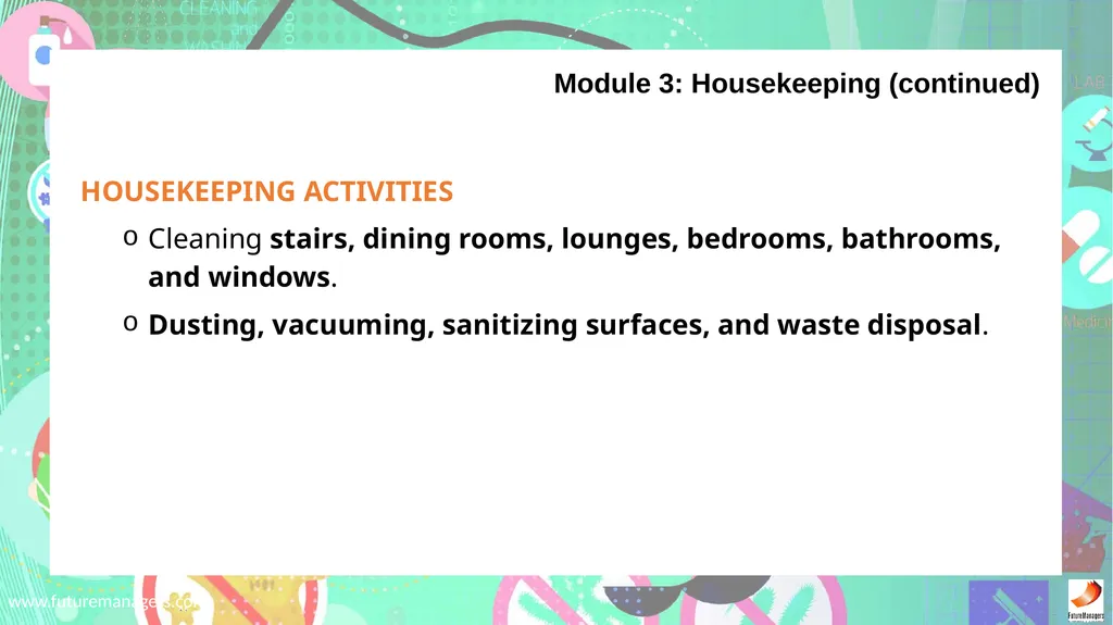 Sanitation, Safety and Housekeeping N4 - slide 20 of 37