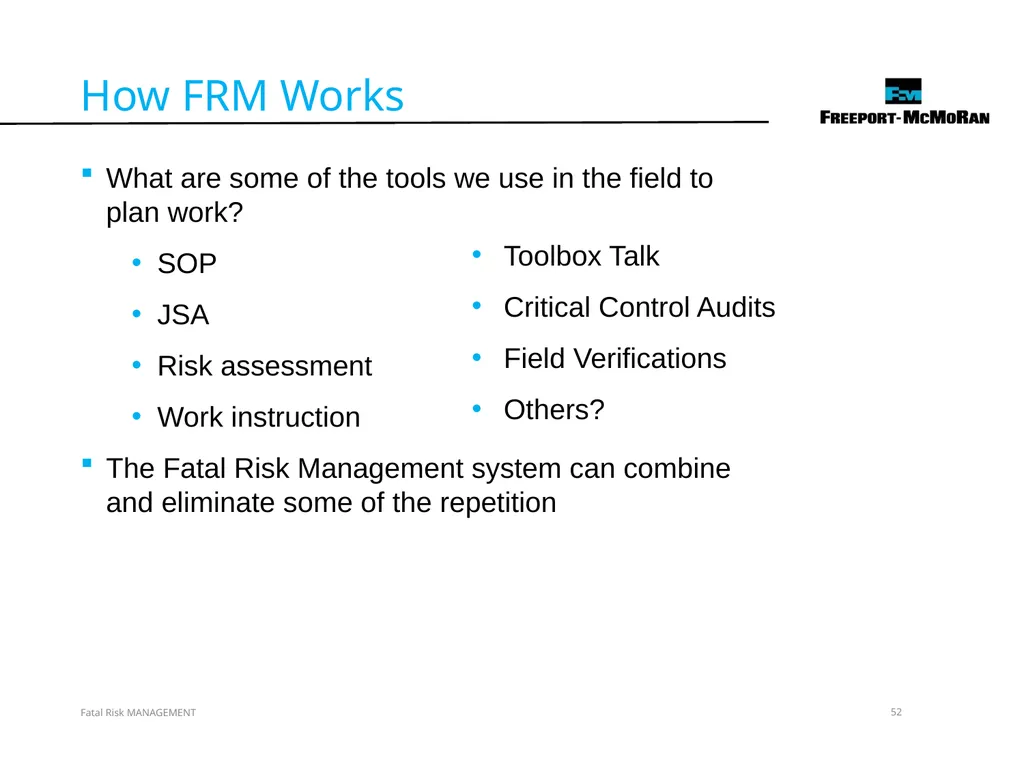 VERSION 2 / JULY 2018 Fatal Risk Management Fatal - slide 52 of 96