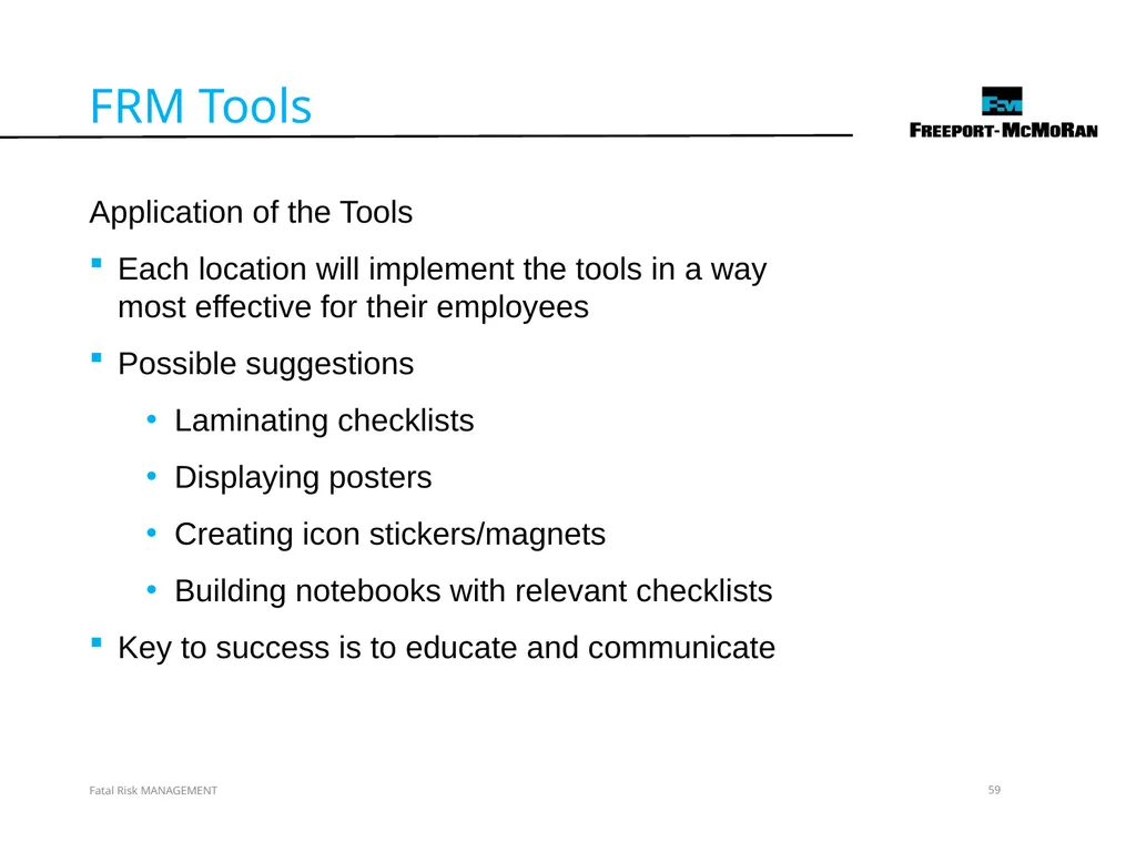 VERSION 2 / JULY 2018 Fatal Risk Management Fatal - slide 59 of 96