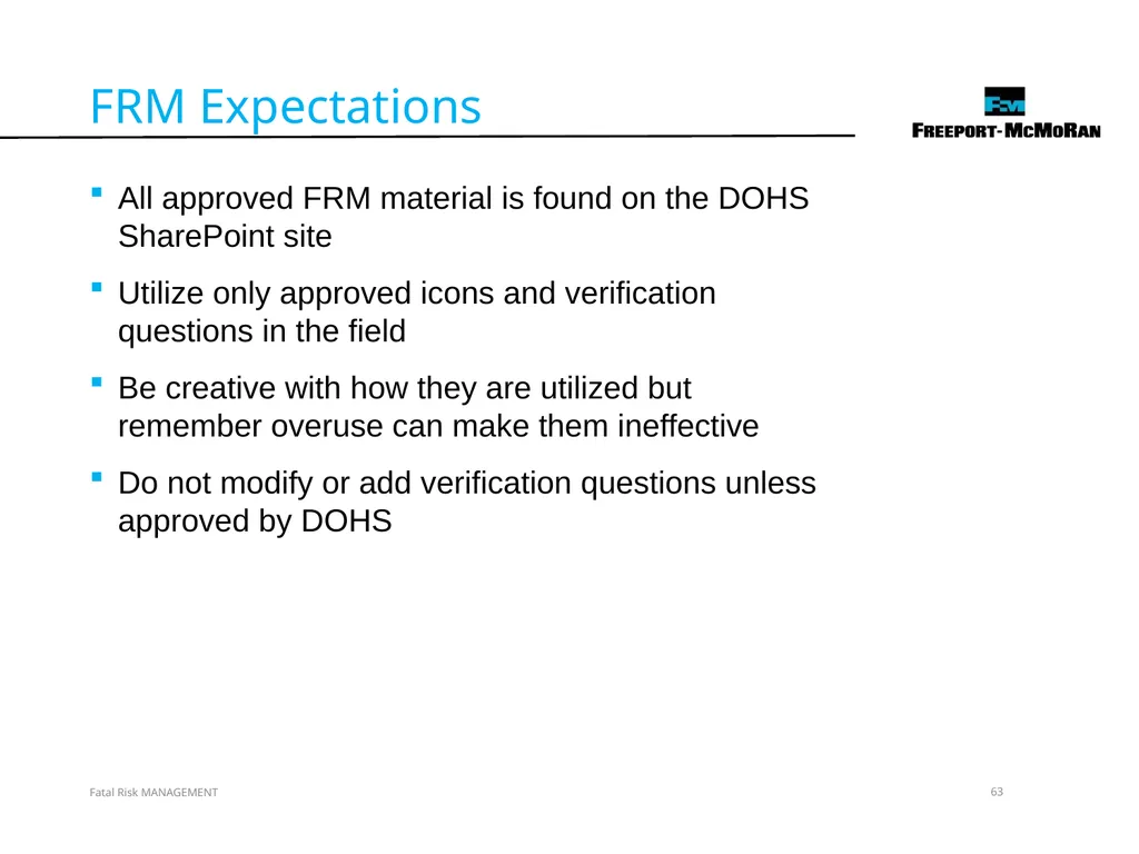VERSION 2 / JULY 2018 Fatal Risk Management Fatal - slide 63 of 96