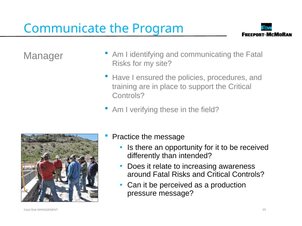 VERSION 2 / JULY 2018 Fatal Risk Management Fatal - slide 65 of 96