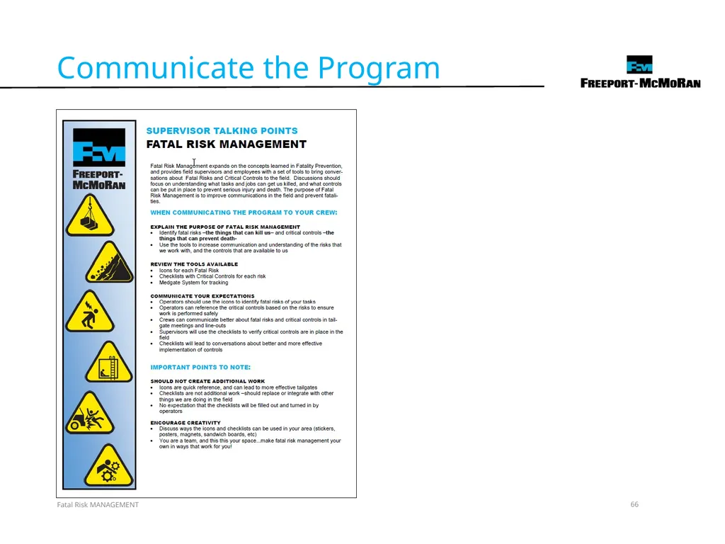 VERSION 2 / JULY 2018 Fatal Risk Management Fatal - slide 66 of 96