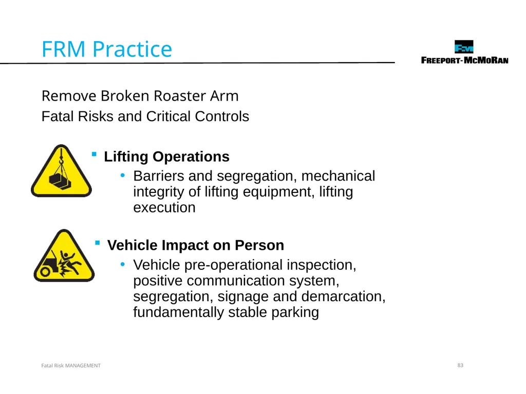 VERSION 2 / JULY 2018 Fatal Risk Management Fatal - slide 83 of 96